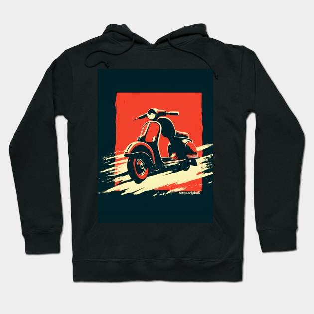 Vintage Scooter Hoodie by ArtWearSplash